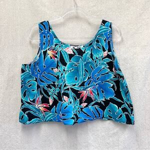 Hilo Hattie vintage‎ crop sleeveless boxy top Size XL Tropical Print 100% cotton